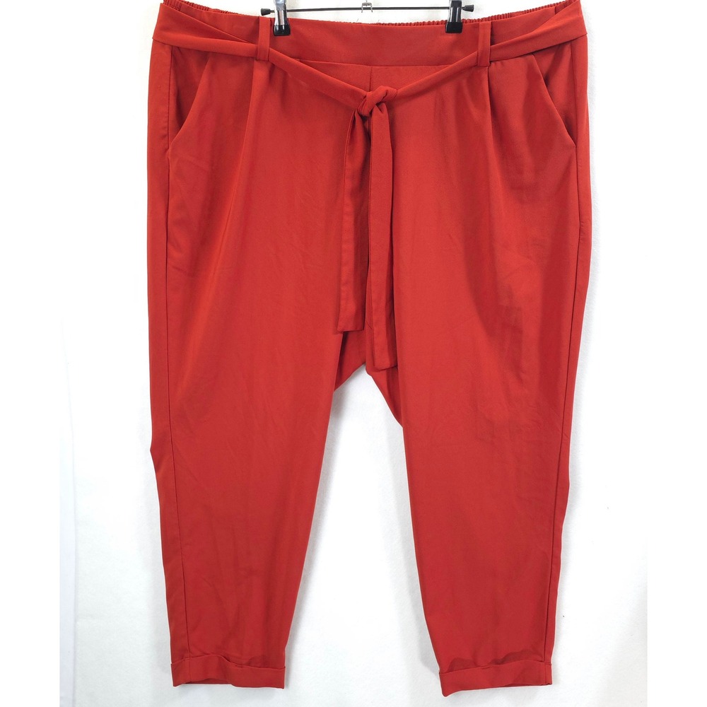 Torrid Tapered Tie Waist Belted Pants Rust Red Women 4X Business Casual Office